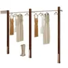 Estante de Exhibición para Tienda de Ropa de Acero Inoxidable con Color Madera Natural Estilo Chino, Soporte de Exhibición Engrosado, Accesorios de Belleza Minimalistas de Moda, Perchero
