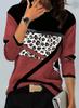 Roupas femininas europeias e americanas transfronteiriças de 2022 suportam várias plataformas com novas camisetas de manga longa com gola redonda e estampa de posicionamento em contraste de cores em estoque
