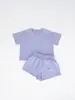 Conjunto Sencillo de Color Sólido Exclusivo de Fábrica de Origen Transfronterizo para Niños Bebé Niño Verano 100% Algodón Manga Corta Ropa Casual