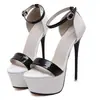 Sandalias de tacón ultra alto con combinación de colores de moda, tacón de aguja con hebilla, zapatos de mujer, talla 46 para comercio exterior transfronterizo, Sandalias de Mujer