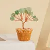 Adorno de Árbol de Dinero de Cristal para Escritorio del Hogar y la Oficina, Atrae Riqueza, Adecuado como Regalo para Inauguración de Negocio o Mudanza, Árbol de Dinero de Cesta de Bambú DIY