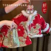 [Colección de Ropa de Felicitaciones de Año Nuevo en Stock] Ropa de Felicitaciones de Año Nuevo para Niñas, Vestidos Nuevos de Invierno para Bebés de Un Año, Nuevas Tendencias en Ropa de Estilo Chino