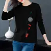 Camiseta de manga larga 100% algodón para mujer 2024 Otoño Nuevo estilo coreano holgada combinable para mujer top casual moda