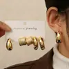 Set de Aretes Geométricos Dorados Estilo Europeo y Americano Transfronterizo, Pendientes de Moda y Versátiles para Mujer, Combinación de Pendientes de Lujo y Aretes de Botón