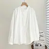 Especial-Plus size feminina outono novo estilo artístico gola de renda jacquard manga longa camisa 100kg Top 0735