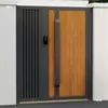 Puerta de Patio de Aleación de Aluminio, Puerta Sólida de Hierro Forjado para Exteriores de Villa, Valla de Patio de Casa Rural, Arco de Jardín con Textura de Madera