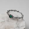 Anillo Verde de Circonita Dulce y Fresco para Mujer, Moda Retro Geométrico Hueco Estilo Nuevo Anillo Abierto, Anillo de Dedo Índice de Moda