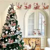 Conjunto de 7 Peças de Enfeites de Veado de Madeira Retrô Adequado para Árvore de Natal Jardim Todas as Estações Feriado Decoração de Natal Pingentes