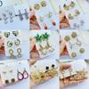 En stock, los principales fabricantes, varios pendientes de aleación de oro real, diamantes y circonitas, lote mixto de pendientes sencillos para mujer.