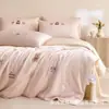 Conjunto de Colcha de Verão de Corda de Linho Tencel Lenzing Classe A Desenho Animado, Conjunto de Quatro Peças com Colcha Refrescante Sedosa para Ar Condicionado, Lavável à Máquina
