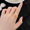 Nuevo producto, imitación de artesanía italiana cepillada, esmeralda vintage de lujo, anillo de tesoro colorido, estilo palacio de mediados de la antigüedad, lleno de diamantes en forma de corazón