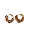 Aretes de Aro Envueltos con Piedra Ojo de Tigre para Mujer, Lujo Ligero, Gama Alta, Modernos, Exquisitos, Retro, Personalizados y Versátiles