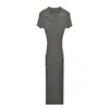 Vestido Largo de Punto Canalé Versátil de Moda Europea y Americana Más Vendido en AliExpress Europa y América