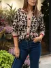 Suéteres Retro de Otoño e Invierno Europeos y Americanos Transfronterizos Moda Amazon para Mujer Versátil Bloques de Color Estampado de Leopardo Manga Larga Tejido Talla Grande