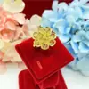 Oro de Arena Vietnamita Cobre Chapado en Oro Lujo Ligero Doble Capa Flor de Manzano Diseño de Boca Viva Anillo para Mujer Transmisión en Vivo Venta al por Mayor Transfronteriza