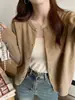 Nuevo Cárdigan de Punto Gris para Mujer Ropa de Abrigo de Otoño Diseño con Sentido Suéter Abrigo de Principios de Otoño Delgado de Manga Larga para Mujer