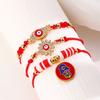 Pulsera de ojo turco de venta caliente en Amazon, pulsera tejida azul de la suerte retro de nicho, ajustable, traje de tres piezas