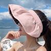 Sombrero de Sol de Verano con Visera Estilo Coreano Sombrero Protector Solar Ala Grande Cubierta Facial Sombrero Rojo de Internet Portátil Enrollable Banda para el Cabello Sol Sombrero de Mujer