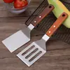 Pá para Cozinhar Teppanyaki de Aço Inoxidável &W Pá para Comida Ocidental Pizza Pá Pá para Pressionar Bolo Agarrada à Mão Ferramenta para Panqueca Crua Pá para Gelo Frito