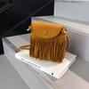Bolsa de Franjas Versátil de Nicho Estilo Étnico Retrô Novo 2025 Bolsa Transversal de Ombro Único Retrô Bolsa Feminina de Franjas Foscas