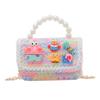 Bolso infantil de dibujos animados lindo, bolso cuadrado pequeño cruzado con cadena de moda, estilo occidental, color contrastante, bolso de hombro portátil para niñas, venta al por mayor