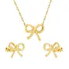 Set de Joyería de Lazos para Niñas Japonesas y Coreanas, Pendientes y Collar Sencillos y Elegantes para Mujeres, Set de Joyería Transfronterizo al por Mayor