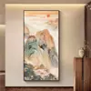 Nueva pintura de paisaje de montaña estilo chino con un toque de alta gama para decoración de entrada y pasillo, mural de pasillo puramente pintado a mano