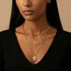 Popular Colgante Redondo de Estrella con Pedrería Estilo Metal Lujo Ligero de Moda Cadena para Clavícula Gargantilla Collar Brillante Personalizado de Temu