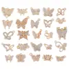 Nuevo Colgante de Mariposa con Incrustaciones de Diamantes Dorados Aleación KC para Pulsera, Llavero, Collar, Pendiente Decoración Colgante W686