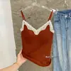 Hermoso Chaleco Cálido de Otoño e Invierno con Encaje en la Espalda, Cuello en V, Tirantes de Hilo y Almohadilla en el Pecho, Push-Up, Top Interior Base 6109