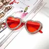 Gafas de Sol Sin Montura con Borde Incrustado de Diamantes, Amor, Nuevas para Fiesta, Personalidad, Corazón de Melocotón, Gafas de Celebridad de Internet para Bailar