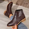 Botas de Cuero con Tacón Grueso y Punta Fina, Cremallera Lateral Cómoda, Estilo Europeo y Americano, Tobilleras Otoño 2026, Tallas Grandes para Mujer, Venta al por Mayor, Tallas Grandes