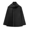 Moda femenina europea y americana transfronteriza AliExpress superventas bufanda casual de mezcla de lana abrigo corto chaqueta