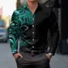 Camisa de Manga Larga Nueva para Hombre de Amazon Transfronterizo Primavera y Otoño, Estampado Paisley Retro, Diseño de Bloques de Color, Disponible para Dropshipping