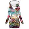Amazon suéter popular de moda para mujer otoño suéter falda estampado digital de flores 3d sudadera con capucha para mujer