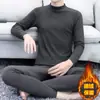 Atacado do Fabricante Comércio Exterior Conjunto Sem Costura Superfície Ab de Inverno Veludo Alemão Espessado Quente Cor Sólida Masculina Camada Interna Tops Térmicos e Calças