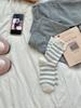 Calcetines Rayas Retro Etiqueta de Tela Calcetines de Felpa para Mujer Primavera y Otoño Calcetines de Media Pantorrilla Versátiles Medias JK