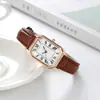Reloj de Pulsera Casual Rectangular con Puntero de Cuarzo, Números Romanos, Moda Analógico Retro, Correa de Cuero PU para Mujeres y Niñas