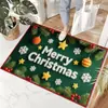 Tapete de Entrada de Porta de Natal da Amazon Veludo de Cristal Vermelho Tapete de Pé Absorvente Antiderrapante para Banheiro