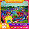 Castillo inflable grande para exteriores, trampolín para niños, red de escalada, tobogán, barrera de tierra roja, laberinto, parque, fabricantes