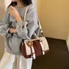 Bolso tipo Boston acolchado, de bloques de color, estilo patchwork, casual, ligero, colección 2026, versátil bolso de hombro/bandolera de moda de invierno