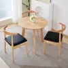 Mesa de Comedor y Sillas Completamente de Madera Maciza para Uso Doméstico, Mesa Redonda Pequeña, Mesa de Café Sencilla, Mesa de Café para Viviendas de Alquiler, Mesa Auxiliar Pequeña, Mesa de Negociación