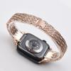Pulseira de Relógio iWatch com Novo Padrão de Diamante Transfronteiriça com Strass para Mulheres, Pulseira de Aço, Cintura Fina, Fashionável, Adequada para Pulseira de Apple Watch