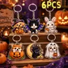 Llaveros 2D lindos de animales de Halloween transfronterizos, cachorros, gatos, conejos, colgantes de acrílico, brujas, momias