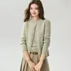 ¡Alta calidad! Cárdigan de cachemira para mujer, prenda exterior de punto con mezcla de seda, de terciopelo, cuello redondo, engrosado, cárdigan con estampado de corazón
