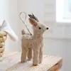 Palha Sisal Fio de Algodão Pingente de Alce Boneca Janela Árvore de Natal Decorações de Mesa Decorações de Natal