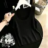 Camisola de Tricô Canelado Cor Sólida Verão 2026 Versátil Sem Mangas Camada Base