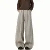 Pantalones de chándal holgados rectos para hombre de otoño, marca de moda, lavados y desgastados, pantalones largos casuales deportivos retro americanos, nuevo estilo de moda