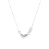 Colar de amor de pérola simples estilo frio feminino elegante All-match criativo S925 prata clavícula cadeia ins nicho cadeia de pescoço