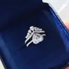 Anillos apilables de plata 925 con forma de corazón y moissanita de alta venta transfronteriza para mujer, anillos combinados apilables de lujo, juegos de anillos estilo europeo y americano al por mayor